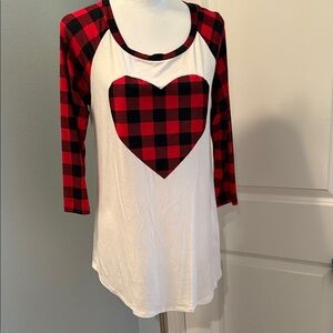 Plaid Heart Long Sleeve Tee